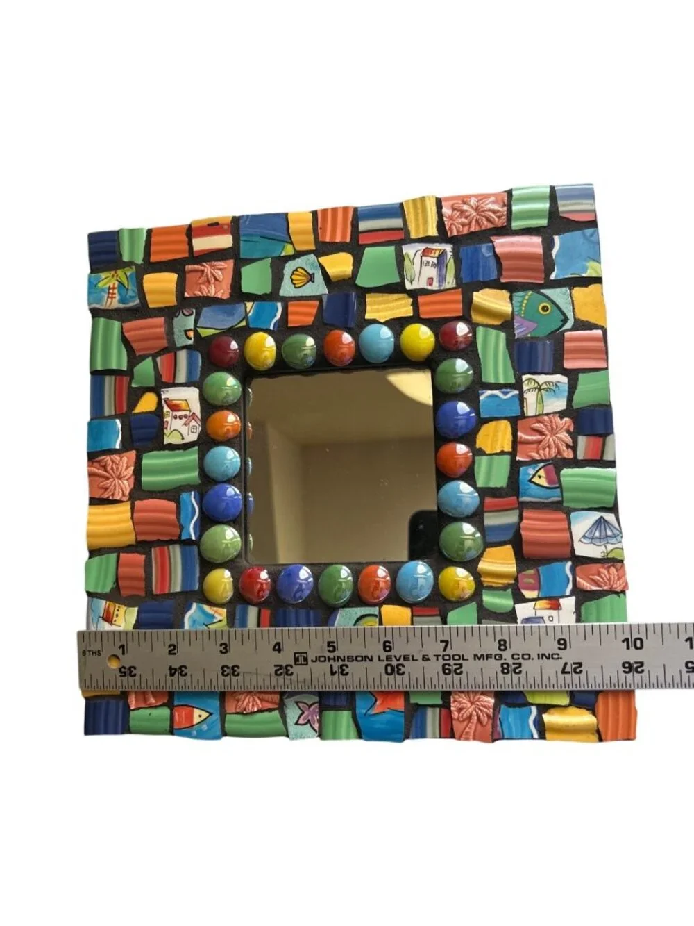 IKEA Malma Hand-Painted Mosaic Mirror With Decorative Tile Frame 10” Square